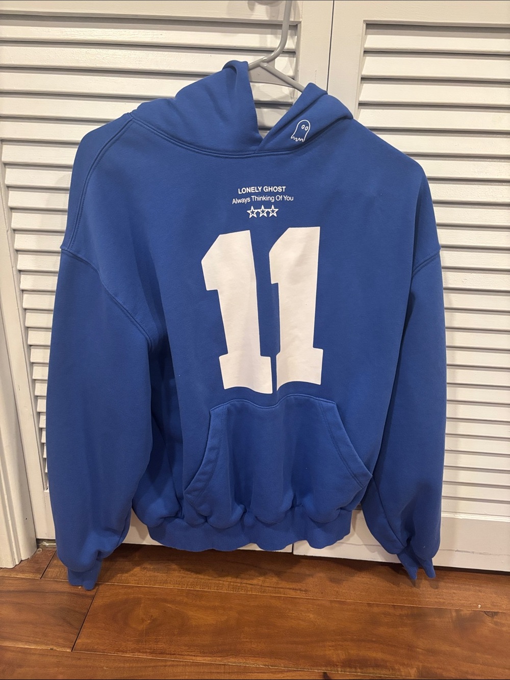 LONELY GHOST Royal Blue Graphic Crewneck Hoodie with White Number 11